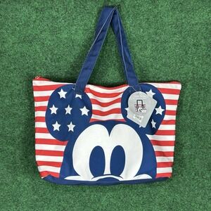 NEW Mickey Mouse Purse America Disney Store Bag‎ Stars Stripes Foldable Tote NWT